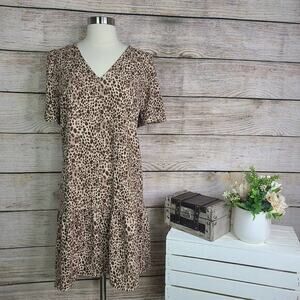 A New‎ Day Leopard Print Ruffle Hem Dress Large